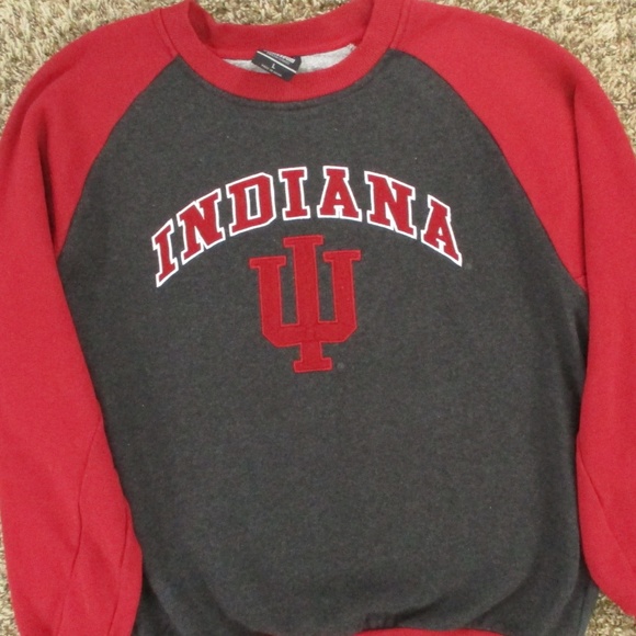 Indiana University Sweater Men's Large Gray Red Crew Neck Pullover Hoosiers NCAA - Picture 3 of 6